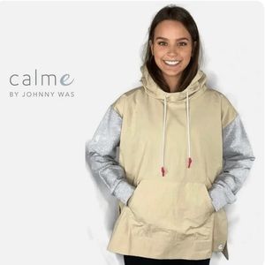 Johnny Was Calme Mix Nylon Women’s Cream Hooded Pullover Jacket Size Large